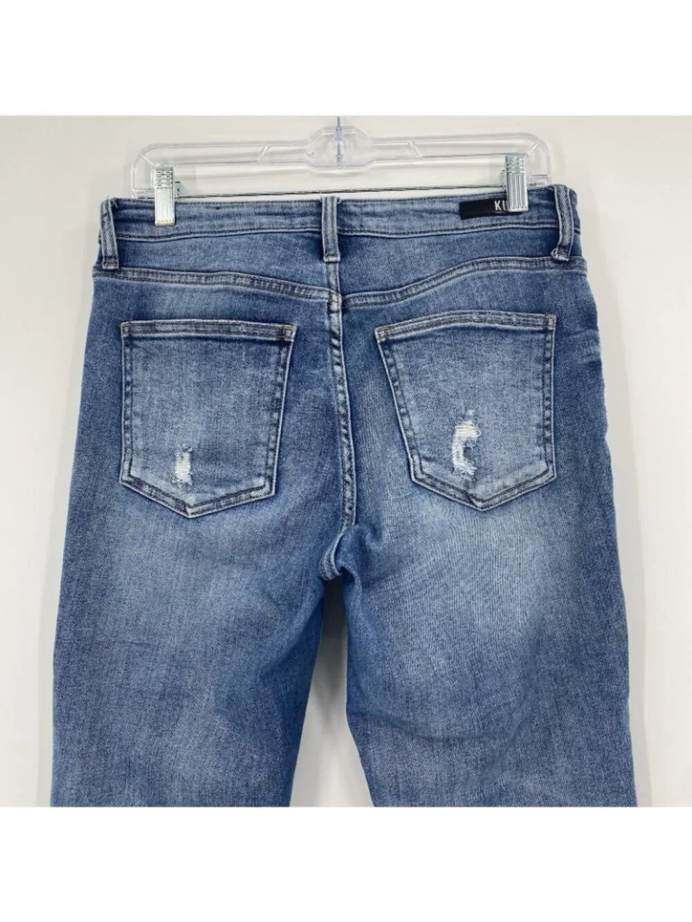 KUT From The Kloth Size 8 Blue Rachel High Rise Mom Jeans Cropped Distressed